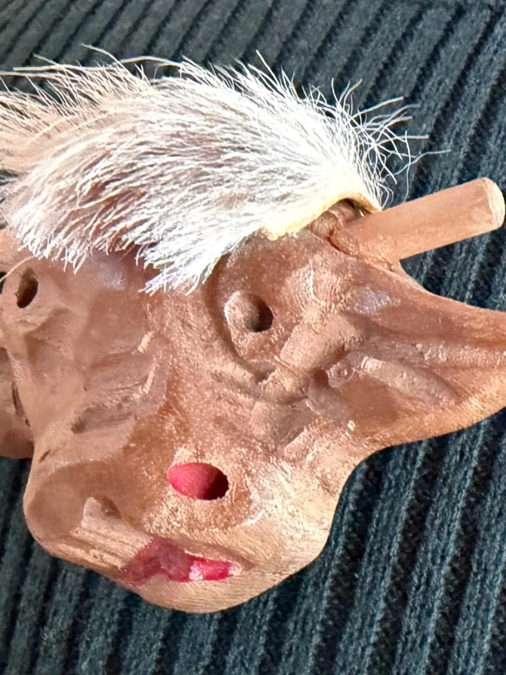 1940s Elzac Carved Wood Bull Brooch
